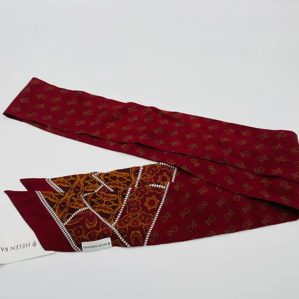NEW Helen Kamenski Janis Silk De Chine Long Scarf In Sumac Mix Academia Dainty
